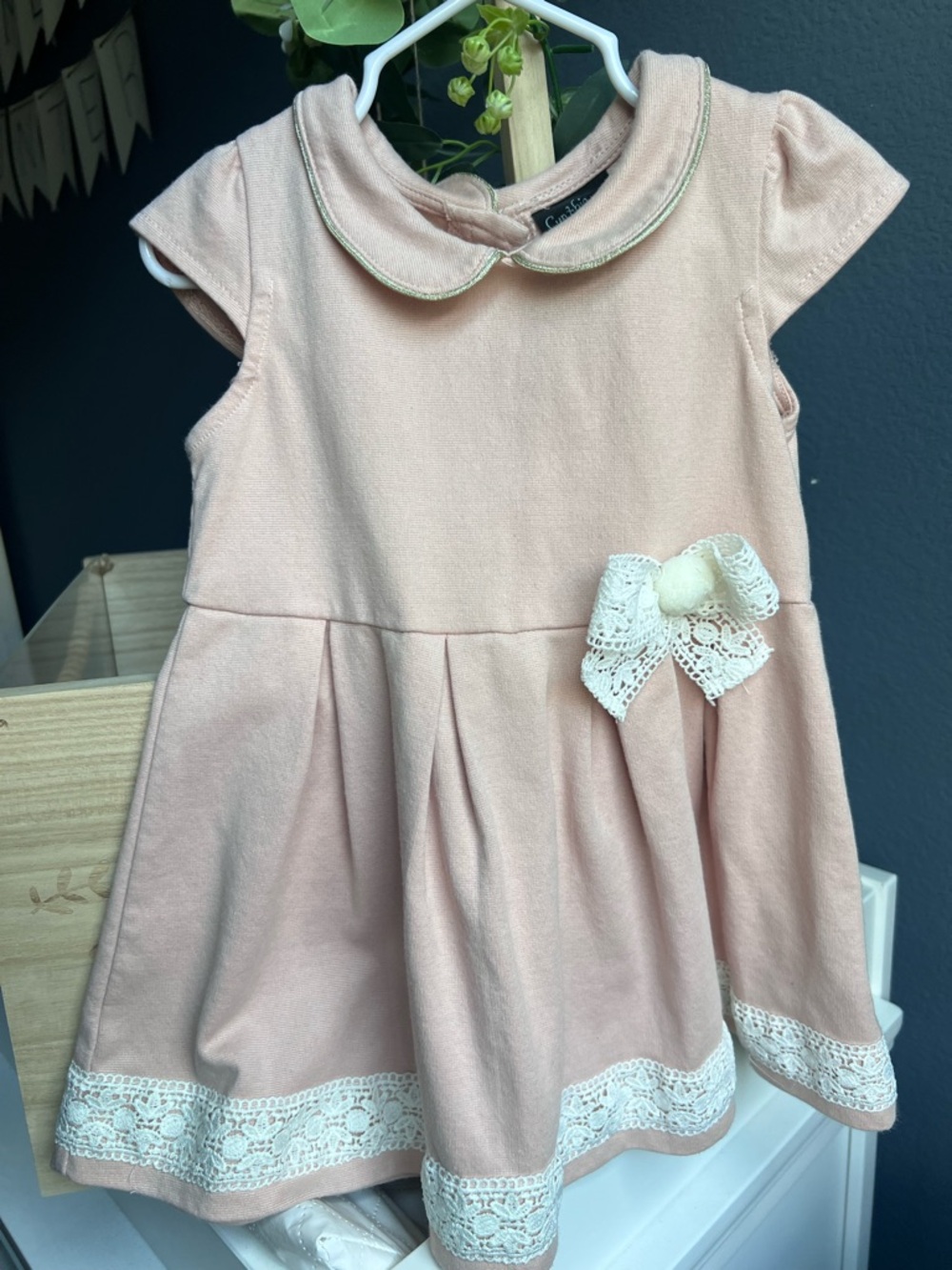 Cynthia Rowley Blush Pink Peter Pan Collar Dress with Lace Bow